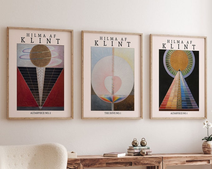 Hilma Af Klint Posters Set of 3 High Resolution Decor Hilma Af Klint Wall Art Abstract Colorful Poster Set