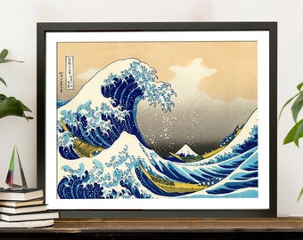 Framed The Great Wave off Kanagawa Print Wave Print Framed Decor Framed Wall Art