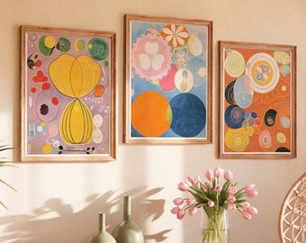 Hilma Af Klint Abstract Art Set of 3 Rare Hilma Af Klint Abstract Art Posters Modern Unique Prints Colorful Wall Art – Poster, Framed Print