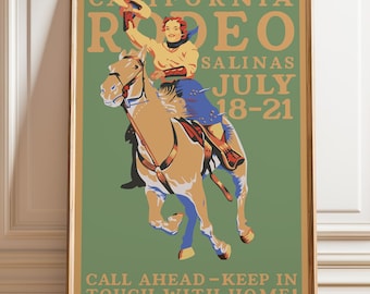 カリフォルニアロデオポスター：ヴィンテージカウボーイ装飾