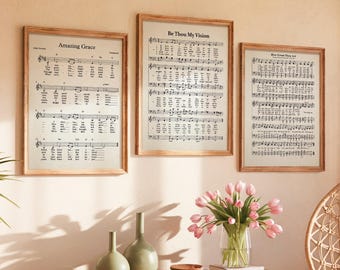 Hymn Sheet Music Set of 3 – Christian Wall Art Prints