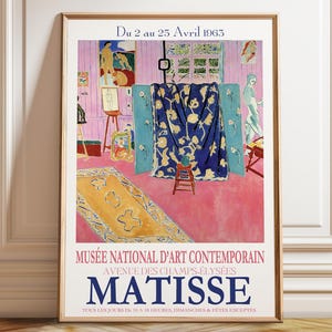 Póster de la exposición de Matisse, 1963. Póster del museo. Póster de Matisse. Impresión de Matisse. Decoración estética de la habitación con temática rosa. Póster, impresión enmarcada y en lienzo.