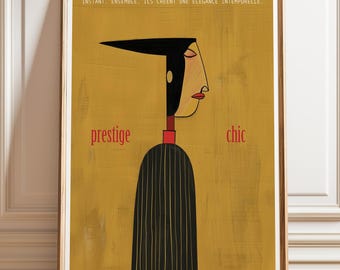 Prestige Chic Poster: Modern Abstract Woman – French Editorial Art Print