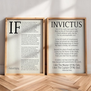 If by Rudyard Kipling and Invictus Poem Set of 2 Motivational Gifts – Poster, Framed Print