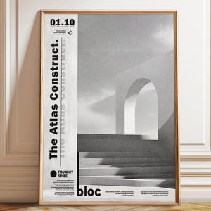 The Atlas Construct Art Print - Modern Architectural Poster - Brutalist Black and White Concrete Art – Poster, Framed and Canvas Print