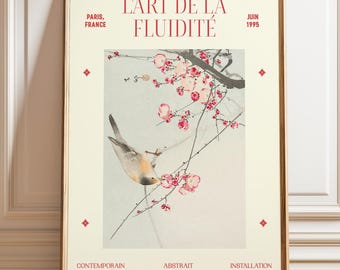 Bird and Plum Blossom Print: French Exhibition Poster, 1995