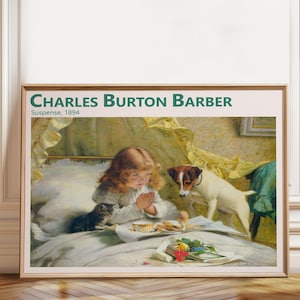 Charles Burton Barber Dog Art Print: &quot;Suspense&quot; Whimsical Wall Decor