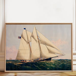Yacht Henrietta Vintage Sailing Art Print: Circa 1900 Nautical Poster