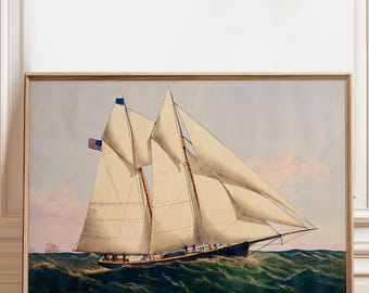 Yacht Henrietta Vintage Sailing Art Print: Circa 1900 Nautical Poster