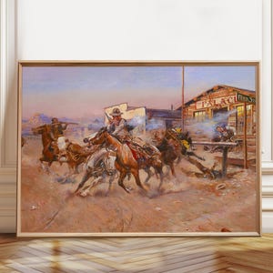 Charles Marion Russell Rodeo Painting Cowboy Wall Art Print Wild West Art – Poster, Framed and Canvas Print
