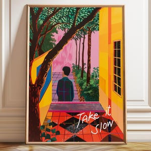 Take it Slow Inspirational Art - Matisse inspirierte ruhige Landschaftskunst Poster - Zeitgenössisches Wohndekor - Poster, gerahmt und Leinwanddruck