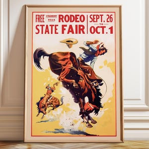 Vintage Rodeo Poster: Cowboy Wall Art, Western Decor image 1