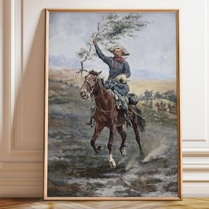 The Flag of Truce the Land Painting by Frederic Remington Horse Painting Cowboy Painting Western Artwork - Poster, Framed and Canvas Print