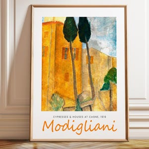 Modigliani Cypresses Art Print: Italian Floral Landscape, Modernist Decor