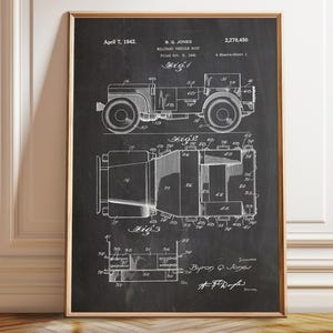 Willy&#39;s Jeep Patent Poster: WWII Military Vehicle Art