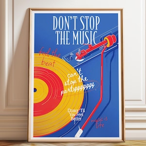 Turntable Vinyl Art Poster – Retro Record Player Music Wall Art – Feel the Beat Dance Wall Decor Print – Poster, Framed, and Canvas Print