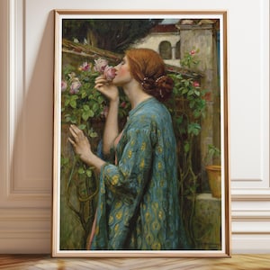 El alma de la rosa de John William Waterhouse, 1903, acuarela, impresión vintage de acuarela (póster, marco y lienzo)
