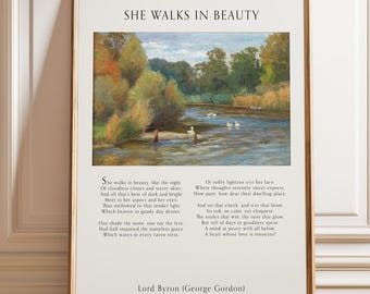 Lord Byron 'She Walks in Beauty' Poem Art Print - Romantic Decor