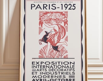 Paris 1925 Art Deco Exhibition Poster: Framed or Canvas Print