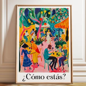 Matisse Inspired Cafe Art Print: Abstract Social Gathering, Mediterranean Decor