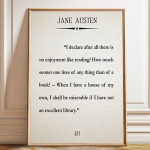 Pride and Prejudice Quote Print: Jane Austen Wall Art
