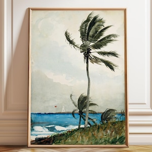 Palm Tree Nassau by Winslow Homer 1898 Palm Tree Decor Beach Painting Beach Art Relaxing – Poster, Framed and Canvas Print