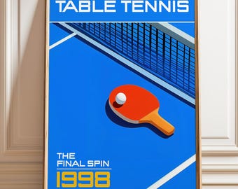 Tisch Tennis 1998 Endrunde Poster: Retro Sport Kunstdruck
