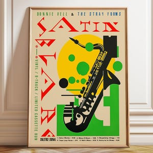 Jazz Saxophone Retro Art Print – Retro Music Wall Poster – Eclectic Room Wall Decor – Poster, Framed, and Canvas Print
