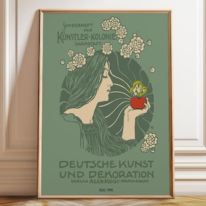 Lush Serenity: squisita stampa Art Nouveau, accattivante stampa d'ispirazione vintage per spazi incantevoli - Poster, stampa con cornice e stampa su tela