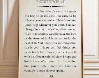 F. Scott Fitzgerald Quote Print – Empowering Literary Art