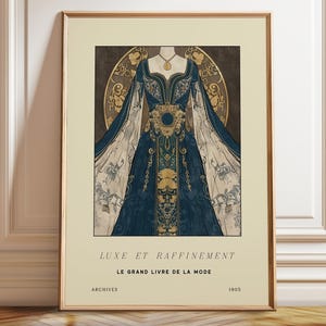 French Couture Gown Art Print: Antique Fashion Illustration
