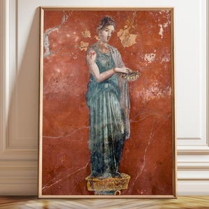 Pompeii Fresco Art Print: Ancient Roman Woman, Terracotta Wall Art