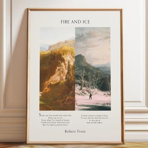 Robert Frost &#39;Fire and Ice&#39; Art Print: Classic Poetry Decor