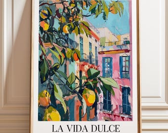 Barcelona Citrus Art Print: La Vida Dulce, Mediterranean Wall Decor