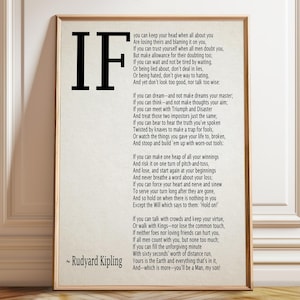 IF Poem Art Print IF Poem van Rudyard Kipling Art Print IF Poster If Wall Art If you can If by Kipling Poem – Poster, ingelijste en canvasafdruk