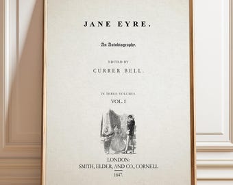 Jane Eyre Charlotte Brontë Book Title Page – Poster, Framed and Canvas Print