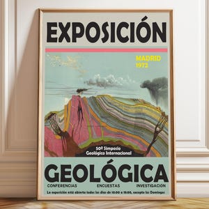 Póster de la Exposición Geológica de 1972. Impresión de geología (póster, marco y lienzo).