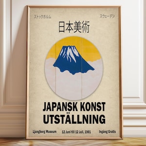 Japanese Art Exhibition Poster: Mount Fuji Print, Swedish Gallery 1961