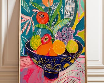 Matisse Inspired Fruit Bowl Art Print: Tropical Still Life