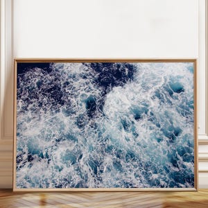 Serene Seascape Captivating Ocean Wave Poster for Beach and Surfing Enthusiasts Ocean Wave Surfing Print - Poster, Framed, and Canvas Print