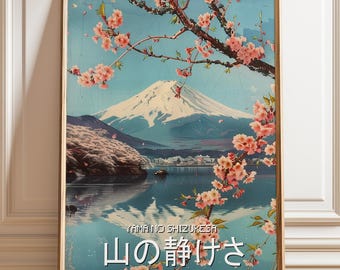 Impression d'art fleurs de cerisier du mont Fuji : Yama no Shizukesa