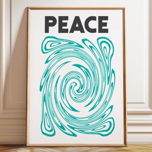 Abstraktes Wandbild Frieden - Beruhigendes Haus-, Schlafzimmer- und Bürodekor - Ruhe und Gelassenheit - modernes Dekor - Poster, gerahmt und Leinwanddruck