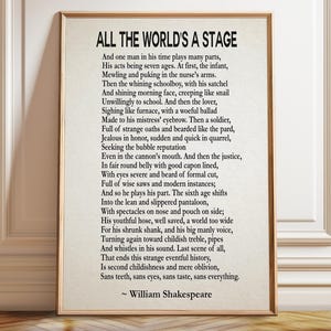 Shakespeare Quote Print: All The World&#39;s A Stage - As You Like It