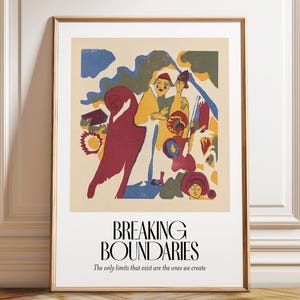 Póster de arte abstracto inspirador - Rompiendo fronteras - Arte colorido de figuras abstractas - Póster, enmarcado e impresión en lienzo