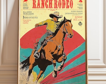 Ranch Rodeo Poster: Jacksonville Texas Cowboy Print