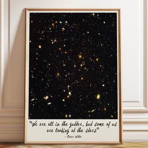 Oscar Wilde Quote Print: Looking at the Stars, Optimistic Poster