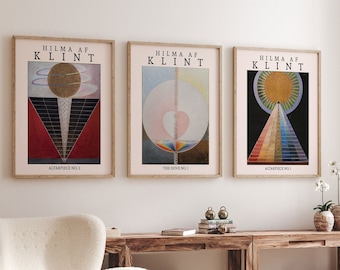 Hilma Af Klint Set of 3 Abstract Posters High Resolution Posters Ethereal Wall Art Spiritual Decor Female Spirituality Posters