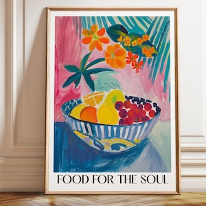 Fruit Bowl Art Poster - Henri Matisse-Inspired Still Life Art Wall Decor - Poster or Framed or Canvas Available
