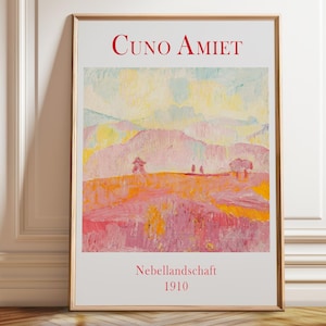 Sueños Pastel: Paisaje Rosa Brumoso de Cuno Amiet - Impresión Romántica de Arte Mural Rosa, 1922 - Póster, Marco e Impresión en Lienzo