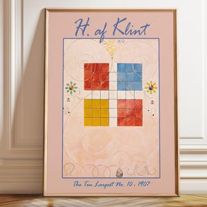 Póster rosa pastel de Hilma Af Klint. Decoración de pared rosa para interiores modernos. Susurros de belleza ruborizada. Impresión en póster, enmarcada y en lienzo.